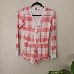 Wildfox Intimates Plaid Romper Pajama Suit Holiday Festive Christmas XS